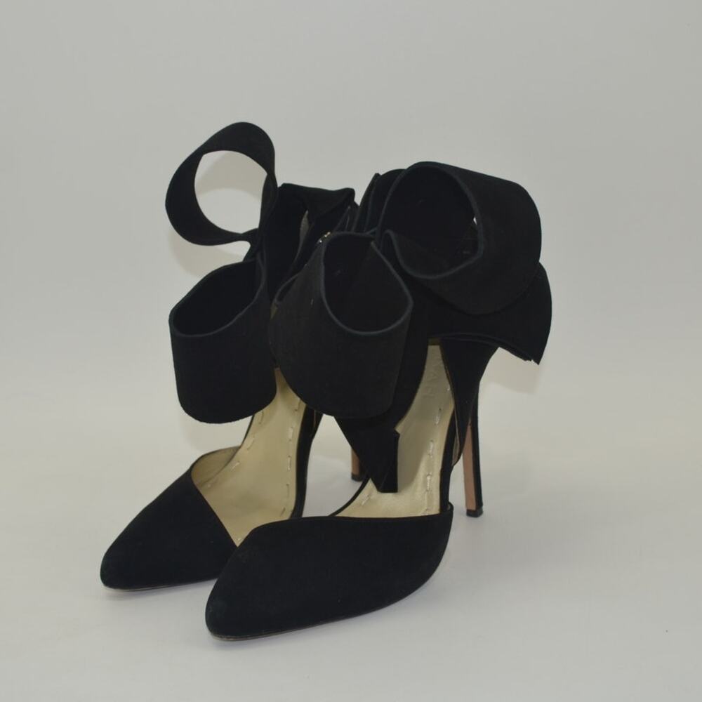 Aminah Abdul Jillil Black D'Orsay Oversize Bow Pump Ankle 9M - Picture 3 of 12